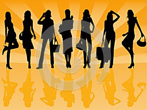 Shoping Girls - vector illustration