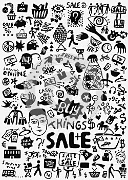 Shoping time , sale - icon set, vector design elements