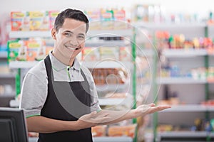 Shopkeeper in a grocery store