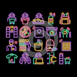 Shoplifting neon glow icon illustration