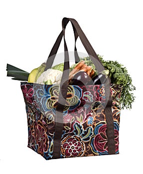 Shopper bag with fruits and vegetables photo