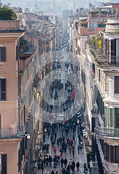 Shoppers crowd Via Condotti in Rome