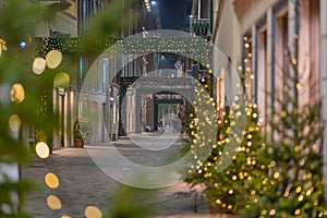 Shopping alley in Milan by night photo