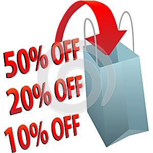 Shopping bag 10 20 50 per cent off SALE