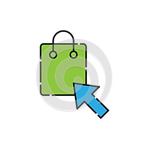 Shopping Bag with Arrow icon Vector Design. Shopping Bag icon with Arrow design concept for e-commerce, online store and