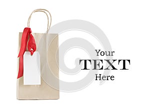 Shopping bag with christmas tag