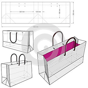 Shopping Bag and Die-cut Pattern.