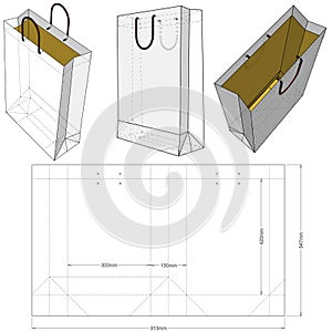 Shopping Bag and Die-cut Pattern.