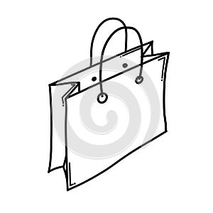 Shopping bag Doodle vector icon. Drawing sketch illustration hand drawn cartoon line eps10