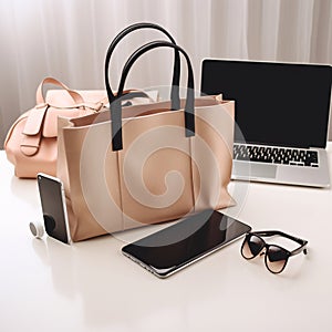 shopping bag with electronic gadgets