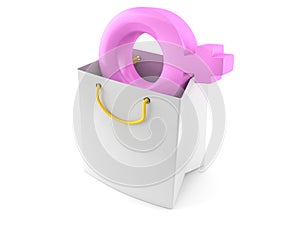 Shopping bag with female gender symbol