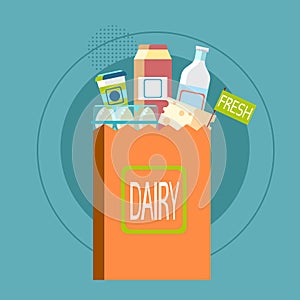 Shopping Bag With Fresh Dairy Food