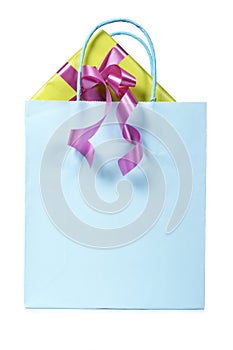 Shopping bag with gifts inside