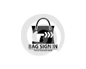 Shopping Bag with Hand icon Vector Design. Shopping Bag icon with Hand Gesture design concept for e-commerce with arrow