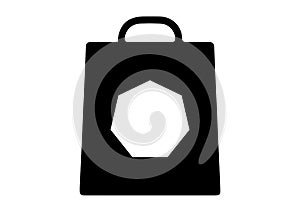Shopping bag with heptagon icons photo