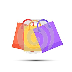 Shopping bag icon in flat style. Package vector illustration on isolated background. Purchase sign business concept