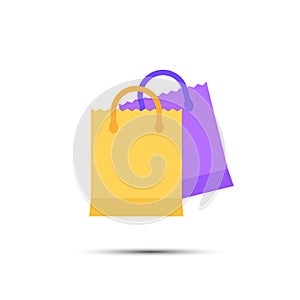 Shopping bag icon in flat style. Package vector illustration on isolated background. Purchase sign business concept