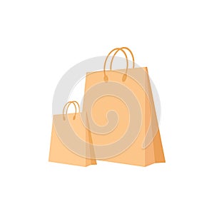 Shopping bag icon in flat style. Package vector illustration on isolated background. Purchase sign business concept