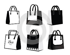 Shopping Bag Icon, Handbag Silhouette, Shoppingbag Sign, Tote Symbol, Shopper Pictogram, Woman Luggage