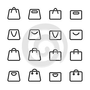 Shopping bag icon set, line version, vector eps10