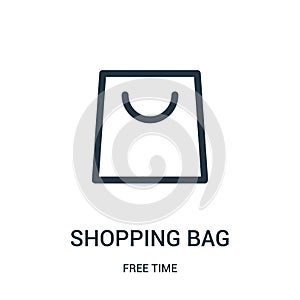 shopping bag icon vector from free time collection. Thin line shopping bag outline icon vector illustration. Linear symbol for use