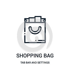 shopping bag icon vector from tab bar and settings collection. Thin line shopping bag outline icon vector illustration