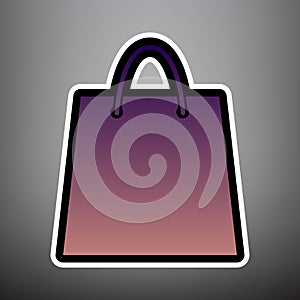 Shopping bag illustration. Vector. Violet gradient icon with bla