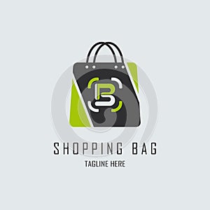 Shopping Bag letter B logo design template for brand or company and other