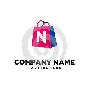 Shopping Bag Letter N Logo template vector