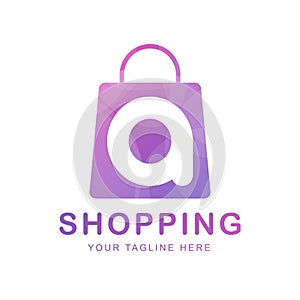 Shopping bag with letter a, Online Shop Logo Template. Logo for Business, Fashion, Brand Store