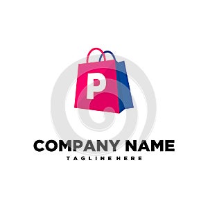 Shopping Bag Letter P Logo Template Vector