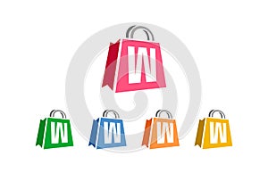 Shopping Bag Letter W Logo