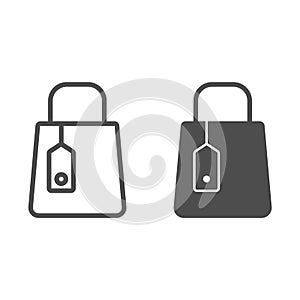 Shopping bag line and glyph icon. Store package vector illustration isolated on white. Mall bag outline style design