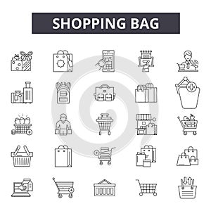 Shopping bag line icons, signs, vector set, linear concept, outline illustration