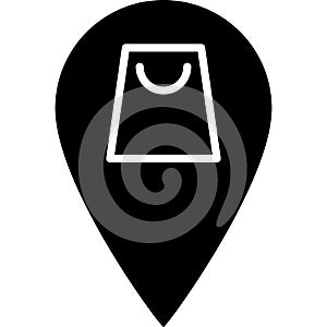 Shopping Bag Location Glyph Icon Vector