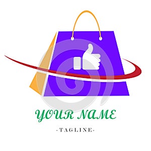 Shopping bag logo. best shopping happy customer online store shop own business company delivery service icon symbol.