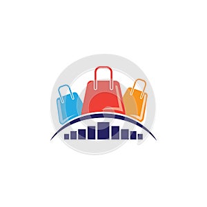 shopping bag logo company illustration graphic design color vector