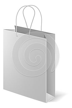 Shopping bag mockup. Realistic blank white paper pack