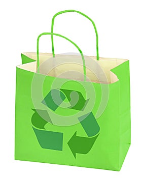 Shopping bag with recycle symbol