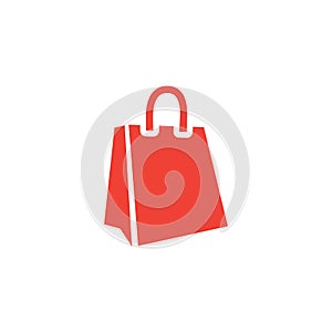 Shopping Bag Red Icon On White Background. Red Flat Style Vector Illustration