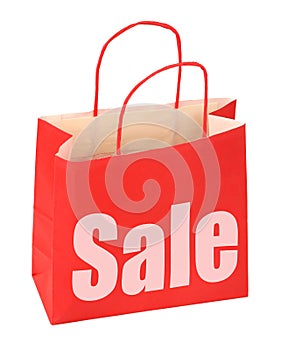 Shopping bag with red sale sign