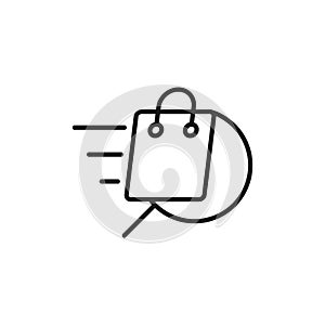 Shopping Bag with Search icon Vector Design. Shopping Bag icon with Searching design concept for e-commerce, online store and