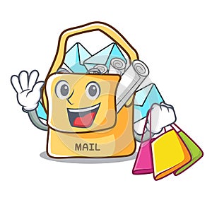 Shopping the bag with shape mail cartoon
