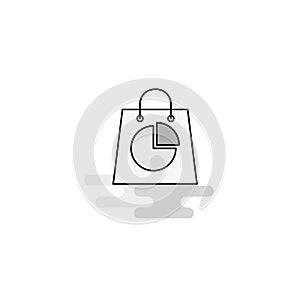 Shopping bag Web Icon. Flat Line Filled Gray Icon Vector