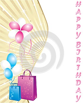 Shopping bags and balloons, birthday card