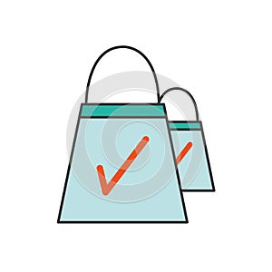 Shopping bags with checkmark. Vector