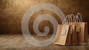 Shopping bags,flat vector background,copy space,Black Friday concept banner,sale promotion poster