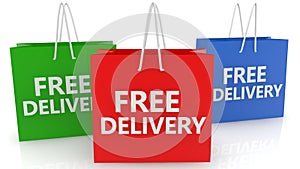 Shopping bags with free delivery concept