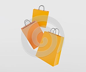 Shopping bags hover in midair. 3D rendering illustration.