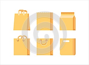Shopping bags icons in flat style. Package vector illustration on isolated background. Purchase sign business concept